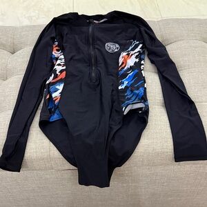 Black and Blue Women's Swim One Piece